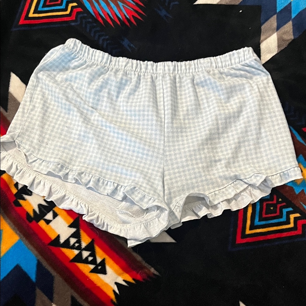 Carter's Blue Gingham Ruffle High Waist Shorts
